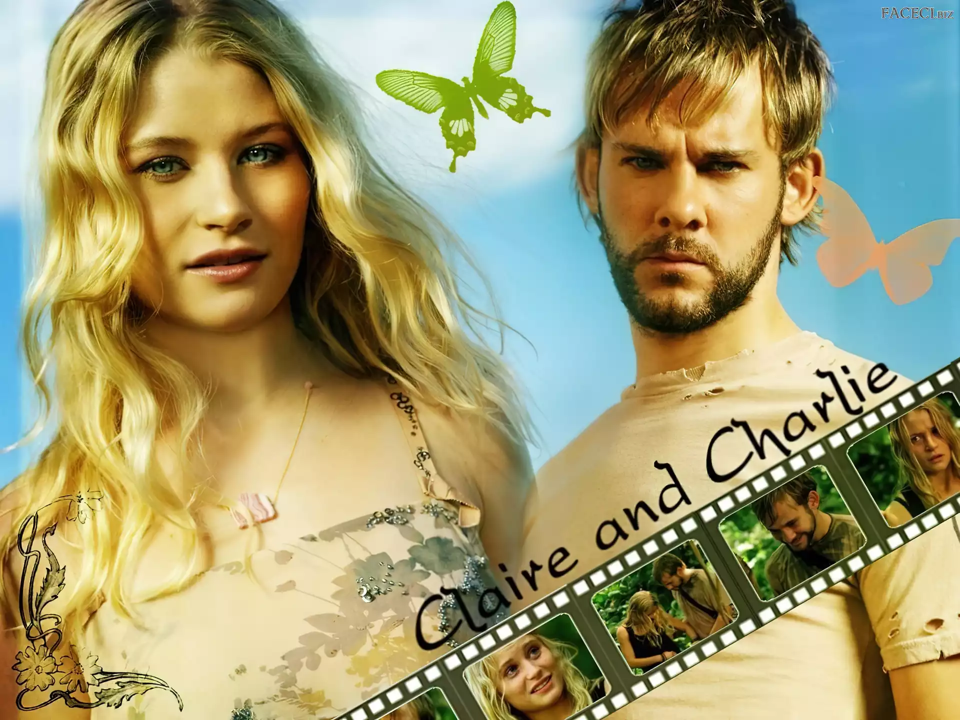 motyl, Zagubieni, Serial, Lost, Dominic Monaghan, Emilie Ravin
